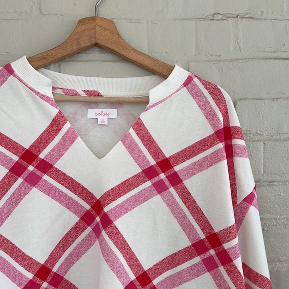 Colsie Women's Plaid Fleece Lounge Sweatshirt Oversized Size Small - Picture 4 of 8